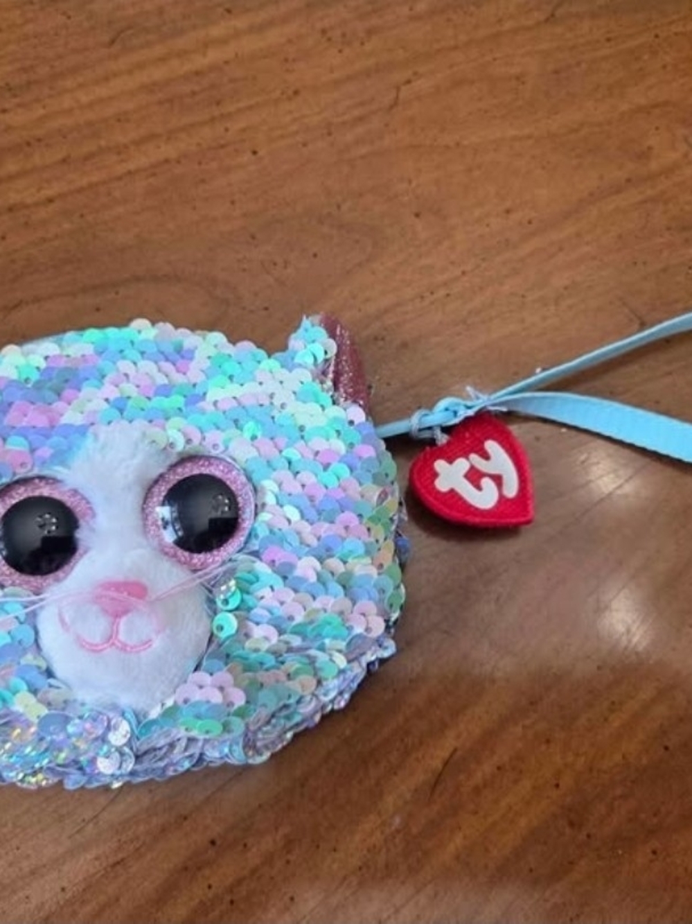 TY Sequined Cat Wristlet Purse